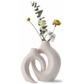 Vase Blanc Mat, Vase en Céramique pour Herbe de Pampa,