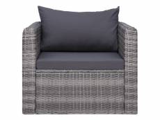 Vidaxl chaise de jardin avec coussin et oreiller résine tressée gris 44161