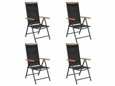 Vidaxl chaises de jardin pliables 4 pcs aluminium et textilène noir 41733