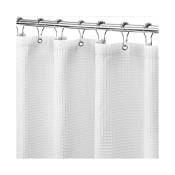 180x180CM (blanc), rideau de douche gaufré avec crochets, rideau de douche pour baignoire anti-moisissure, tissu résistant, adapté aux douches en