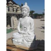 Anaparra - Estatue Bouddha caceres 100x142cm. Pierre reconstituée Couleur Blanc