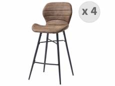 Arizona - chaise de bar industrielle vintage marron métal noir (x4)