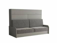 Armoire lit escamotable vertigo sofa accoudoirs gris canapé tissu gris 160*200 cm 20100994105