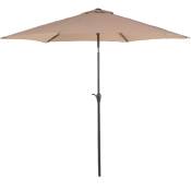 Beliani - Parasol de Jardin 270 cm en Bois et Tissu Polyester Beige Sable Manivelle Varese - Gris