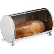 Boîte à pain en acier inoxydable, arrondie, h x l x p: 21 x 36,5 x 20 cm, accessoire de cuisine, argenté - Relaxdays