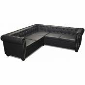 Canape d'angle Chesterfield 5 places Cuir synthetique