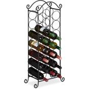 Casier à vin, 21 bouteilles, étagère décorative pour cuisine, cave et bar, métal, hlp 88 x 33 x 20 cm, noir - Relaxdays