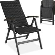 Chaise en rotin Avec structure en aluminium Dossier réglable en 6 positions - noir