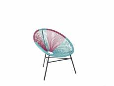 Chaise en rotin rose et turquoise acapulco 102795