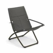 Chaise longue pliable inclinable Snooze Cosy métal & tissu maille gris / 2 positions - Emu gris en tissu