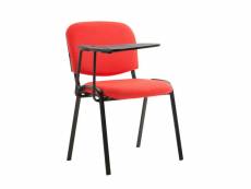 Chaise visiteur avec petite table rabattable pupitre en tissu rouge support métal noir bur10658