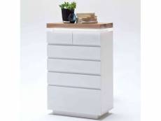 Commode 6 tiroirs en bois blanc avec éclairage led - co16018