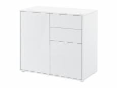 Commode stylée meuble de rangement pratique avec 2 tiroirs 2 portes panneau de particules 74 x 79 x 36 cm blanc brillant [en.casa]