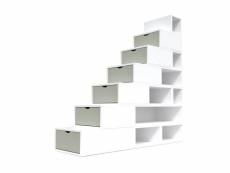 Escalier cube de rangement hauteur 175 cm blanc/moka