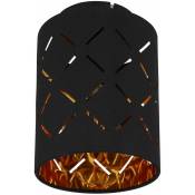 Etc-shop - Plafonnier lampe de salon or noirPlafonnier tissu aux lignes décoratives, textile métal, E27, DxH 15x 21 cm