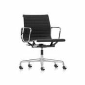 Fauteuil à roulettes Aluminium Chair EA118 / Dossier mi-haut - Assise étroite / Eames, 1958 - Vitra noir en tissu