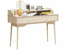 Giantex bureau moderne avec tiroiret étagère, 120 x 50 x 93 cm, table d'écriture avec dispositif anti-basculement, naturel
