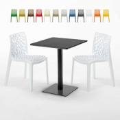 Grand Soleil Table carrée 60x60 noire avec 2 chaises