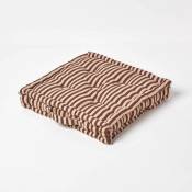Homescapes - Coussin de sol Chocolat - Fines Rayures Beige - 40 x 40 cm - Chocolat