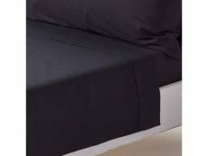 Homescapes drap plat uni 100 % coton égyptien 200 fils noir 240 x 300 cm BL1119F