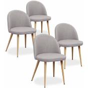 Intensedeco - Lot de 4 chaises scandinaves Cecilia tissu Gris - Gris
