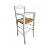 Iperbriko - Chaise haute enfant 708 en bois blanc et assise paille