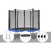 Jardideco - Kit trampoline Atlas ø 2,44 m Bleu + Echelle + Bâche de protection + Kit d'ancrage
