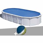 Kit piscine acier blanc Gré Atlantis ovale 9,20 x 5,05 x 1,32 m + Bâche hiver - Blanc