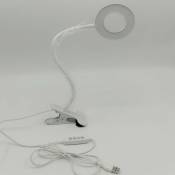 Lampe de Bureau Pince Lampe de Lecture Clipsable Luminosité Réglable Lampe Pince pour Lit Lampe Bureau Led USB pour Étude et Travail, Blanc - white