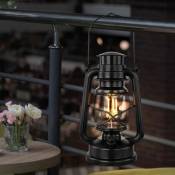 Lampe de décoration lanterne led éclairage intérieur lanterne tempête lampe de table noire, dimmable, à suspendre ou à poser, blanc chaud, LxH 15,5 x