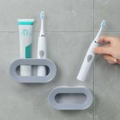 Lot de 2 organisateurs de salle de bain muraux auto-adhésifs pour brosse à dents, support de brosse à dents électrique réglable pour salle de bain