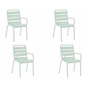 Lot de 4 fauteuils de jardin - Acier - Vert CÈladon - Meuble de jardin - MÈtal - 4 personnes - 43 x 58 x 86 cm