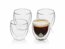 Lot de 4 verres thermique à café en verre borosilicate à double paroi de 100ml, swan, swka54010n, , transparent