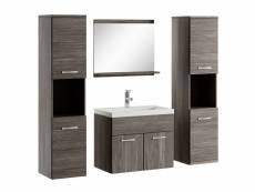 Meuble de salle de bain montreal xl 60 cm lavabo chene gris - armoire de rangement meuble lavabo evier meubles