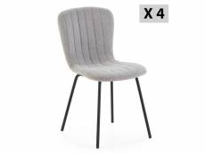 Pack 4 chaises lucky recouvertes de tissu gris clair I22091