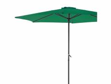 Parasol à manivelle, vert, ø 300 cm, en aluminium