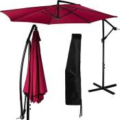 Parasol de Jardin 350 cm avec dispositif à manivelle, couverture incluse, rouge - Stilista
