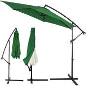 Parasol déporté inclinable Pare-soleil en aluminium avec manivelle housse Protection UV50+ jardin Vert, 330 cm - Kingsleeve