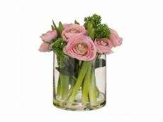 Paris prix - composition florale renoncule "vase" 24cm rose