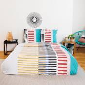 Parure de lit aux rayures colorées - Multicolore -