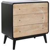 Pegane - Commode, meuble de rangement en bois coloris naturel, noir - Longueur 80 x Profondeur 40 x hauteur 79,5 cm
