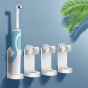 Porte-brosse à dents électrique, support de rangement mural multifonctionnel en plastique auto-adhésif pour brosse à dents 4 pièces