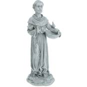 Relaxdays - Statue de jardin Saint avec abreuvoir, déco résistant, pierre tombale, polyrésine, balcon jardin, gris