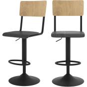 Rendez-vous Déco - Chaise de bar Clem en bois clair et noir réglable 60/80 cm (lot de 2) - Marron Clair
