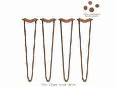 Skiski legs - 4 pieds de table en épingle à cheveux 71cm 2 tiges en acier couleur cuivre épaisseur 10mm 26521