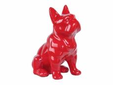 Statue chien boston terrier assis rouge laquée h22
