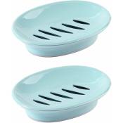 Sunxury - Paquet de 2 porte-savon avec porte-savon de vidange, nettoyage facile, économiseur de savon, arrêt sec, plateau à savon pâteux pour douche,