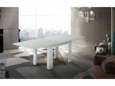Table à manger avec ouverture pour livre, made in italy, console de cuisine auxiliaire, table extensible, 90x90h75 cm, couleur mélèze blanc brillant 8