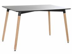 Table à manger table repas rectangulaire en bois bouleau et mdf coloris naturel/noir - longueur 120 x hauteur 74 x profondeur 80 cm