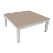 Table basse carrée 80 cm avec cadre blanc et plateau
